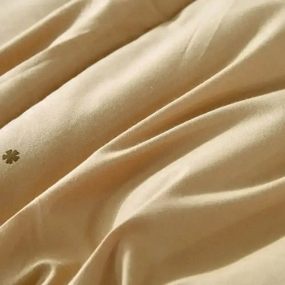 Embroidered beige camel hair quilted blanket bedroom comforter