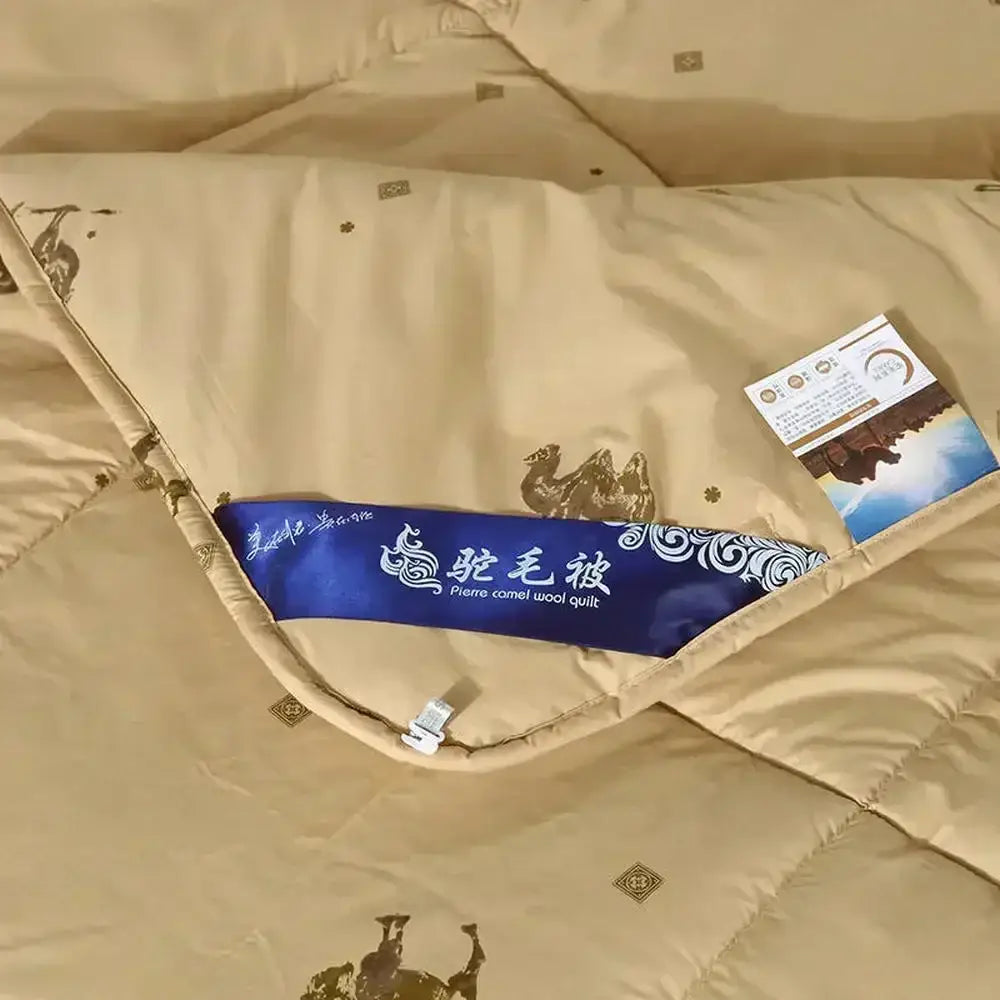 Embroidered beige camel hair quilted blanket bedroom comforter
