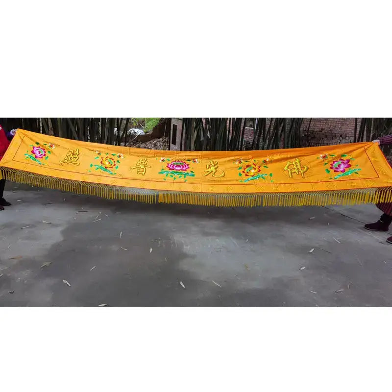 Embroidered red and gold buddhist worship set home temple banner