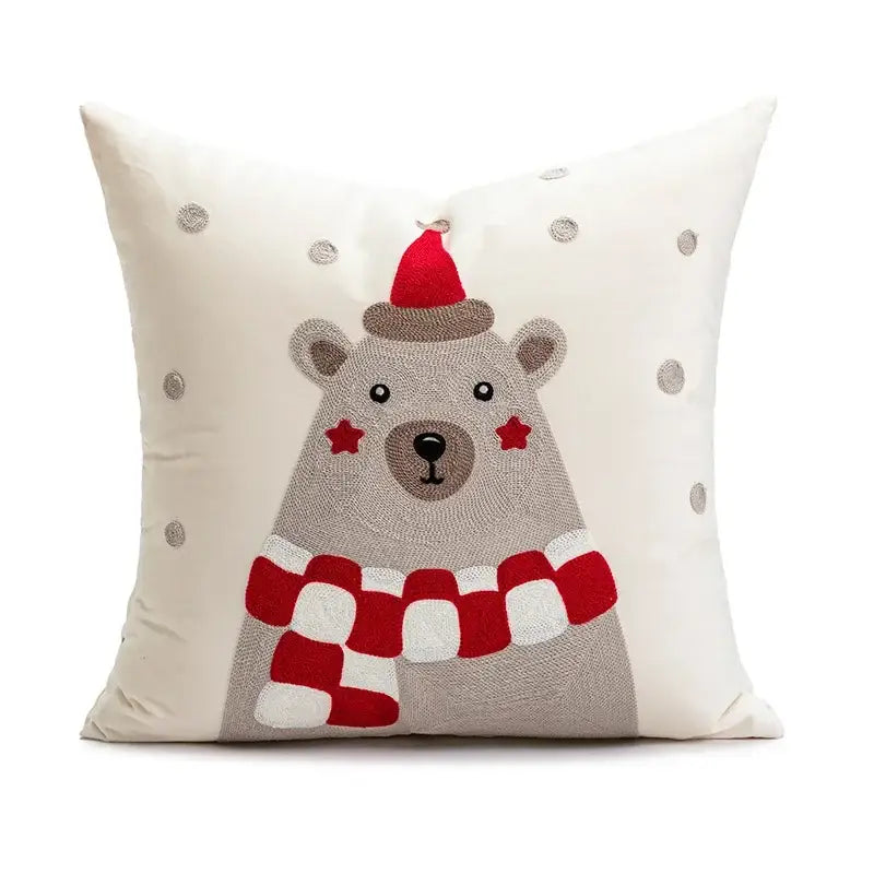 Embroidered red snowman cartoon christmas pillow covers living room
