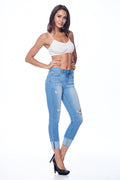 Mid Rise Destructed Ankle Skinny Jeans