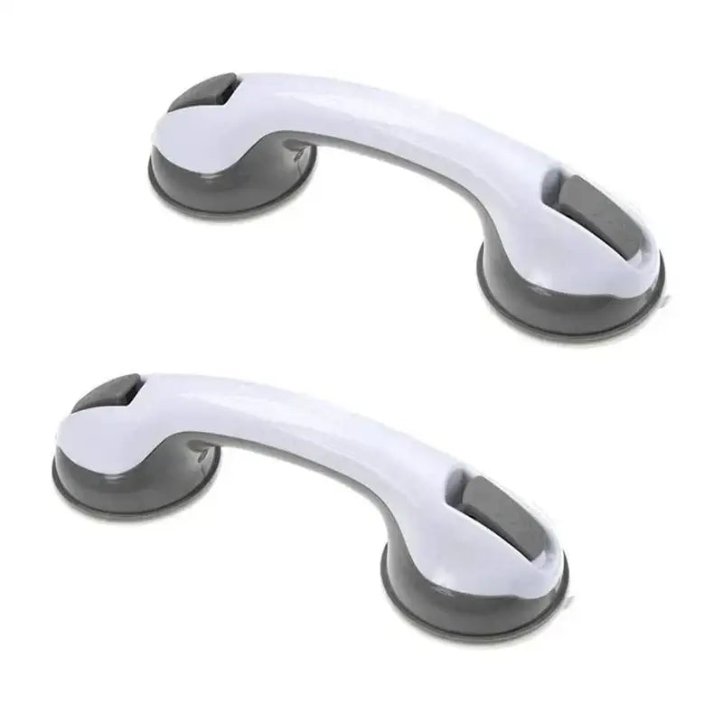 Ergonomic white & gray bathroom safety handle suction cup grab bar