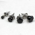 Pair of 316L Surgical Steel Black Round CZ Stud Earrings