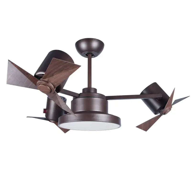 European bronze ceiling fan lamp with wooden blades for bedroom