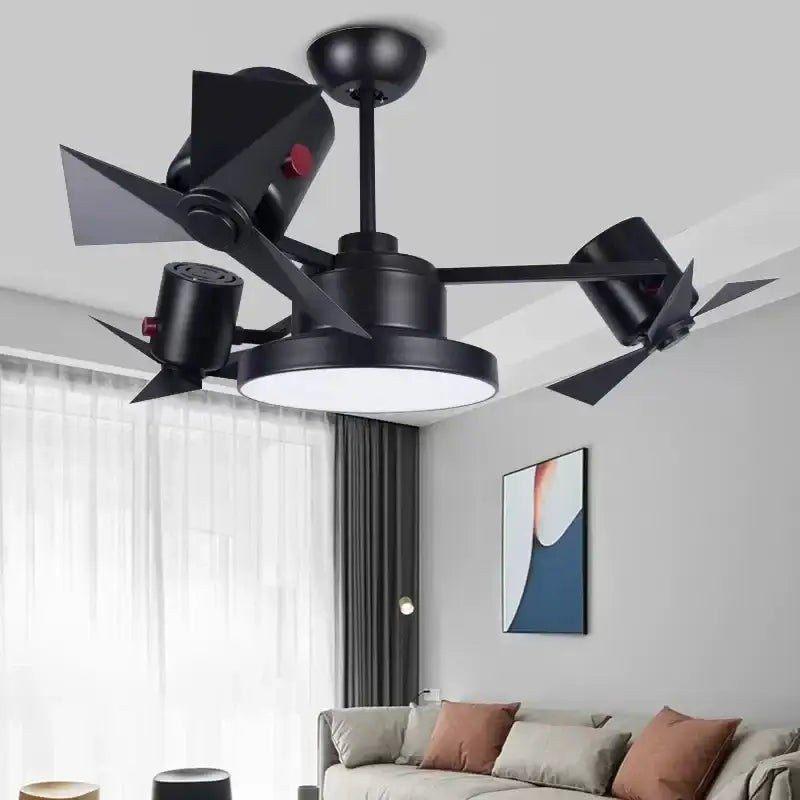 European bronze ceiling fan lamp with wooden blades for bedroom