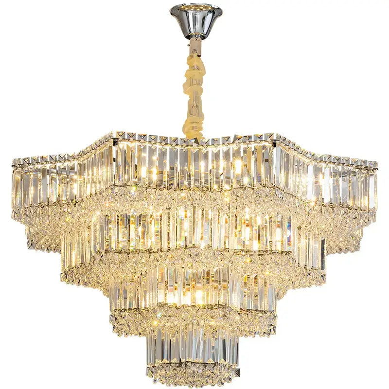 European chrome multi tier light crystal chandelier dining room