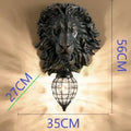 European style golden lion head wall lamp living room glass sconce