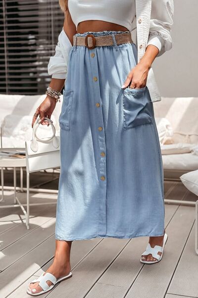 MUNSIEUR Frill Maxi Skirt - Luxury Designer Skirt with Pockets for Women