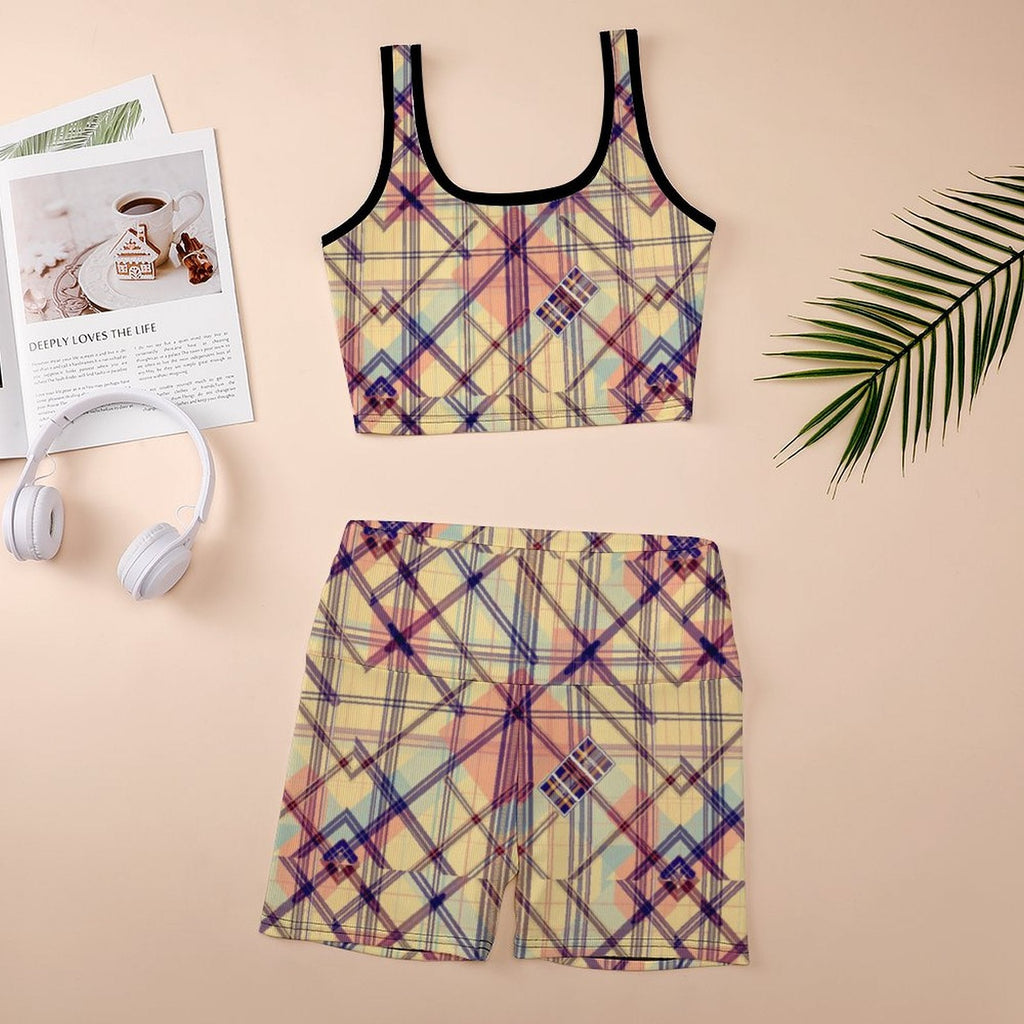 Munsieur Custom Printed Patterned Ribbed Yoga Sets