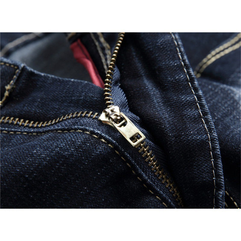 Blue With Holes Slim Fit Men's Pants