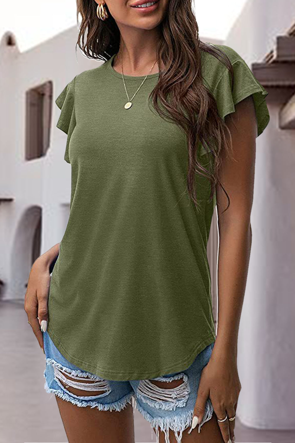 Ruffled Sleeve Blouse