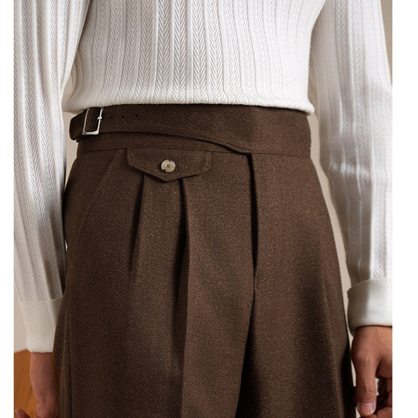Men's Double Pleated Straight Business Casual loose fitting Pants