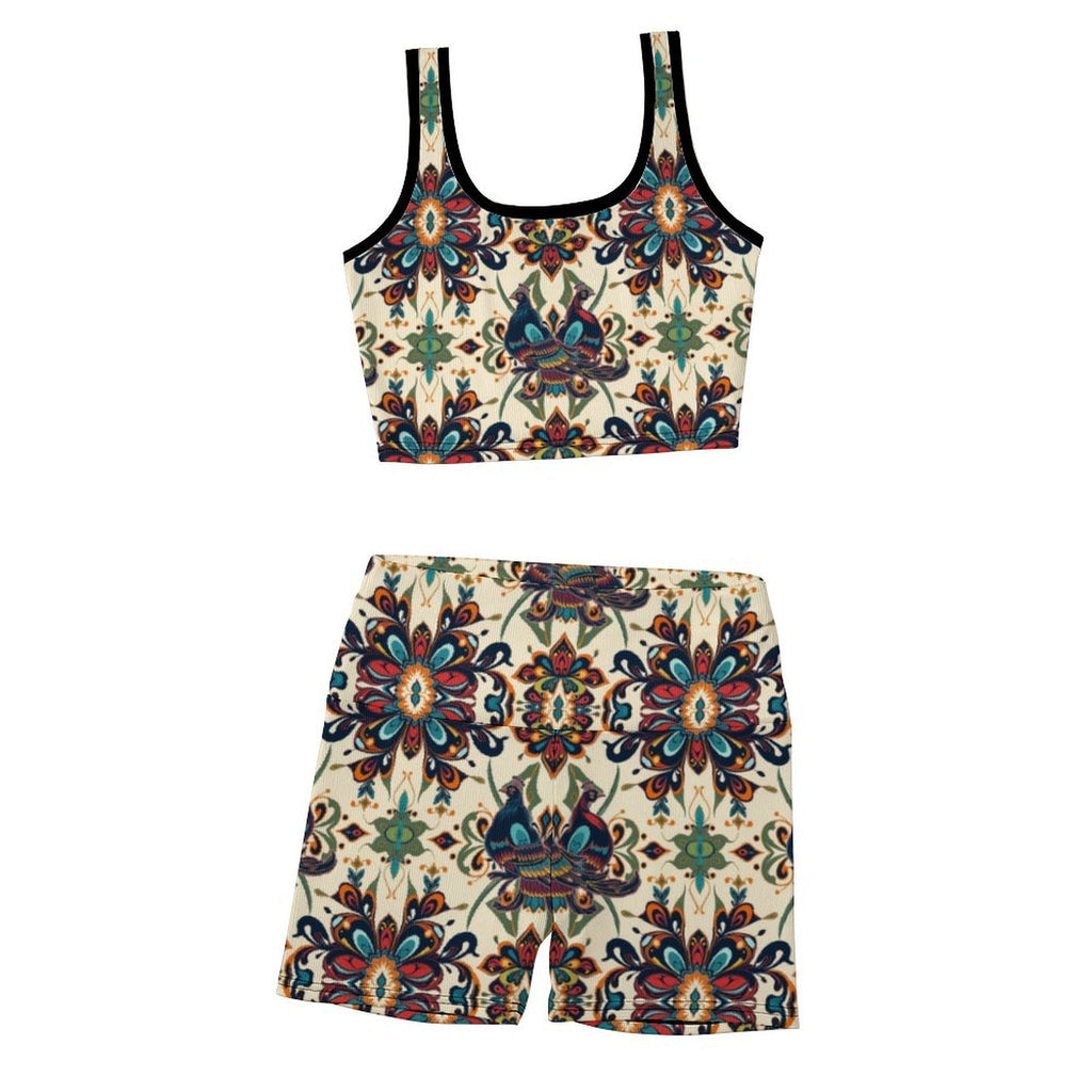 Custom Printed Patterned Ribbed Yoga Sets