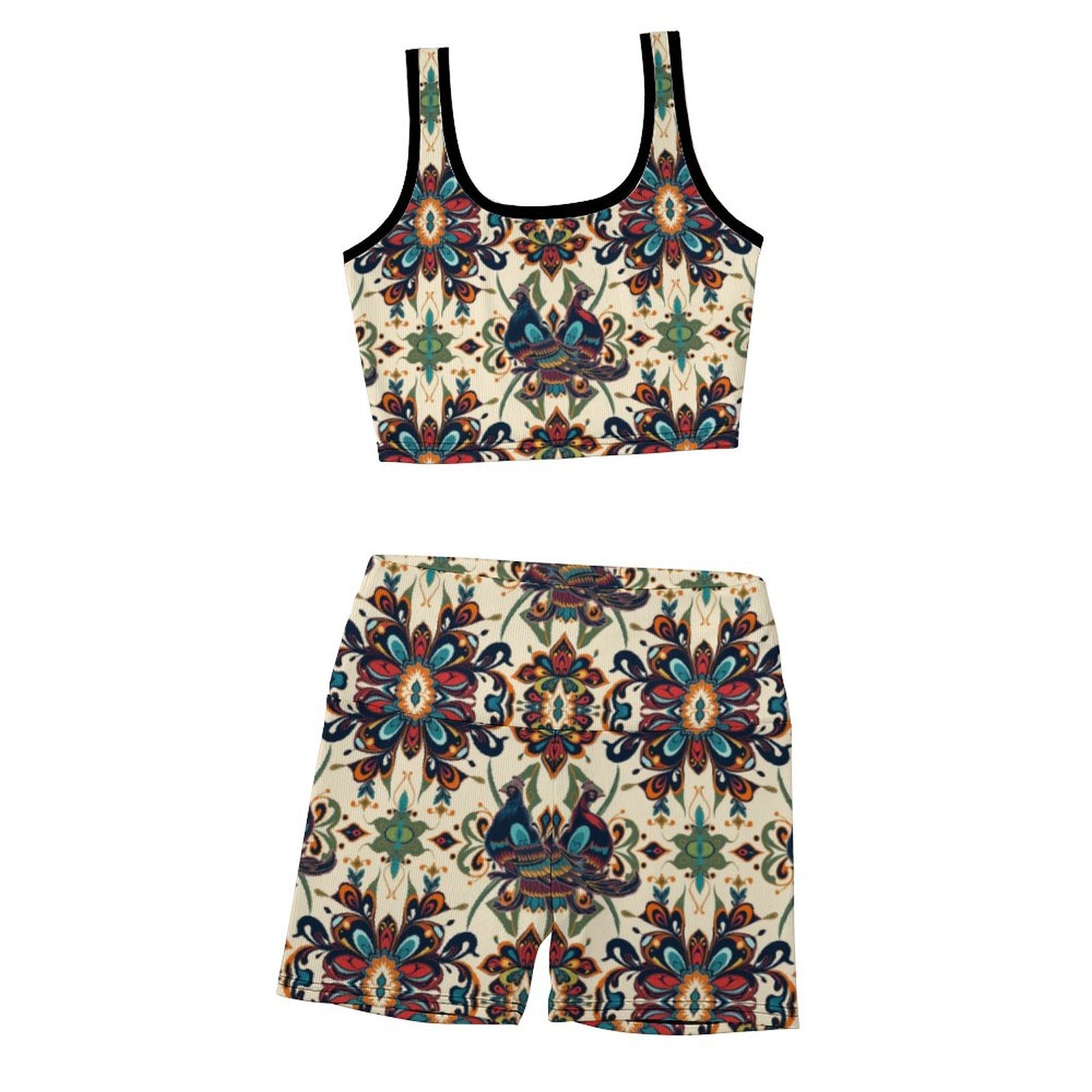 Custom Printed Patterned Ribbed Yoga Sets