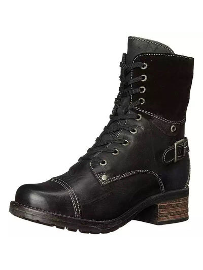 Lace-Up Block Heel Boots