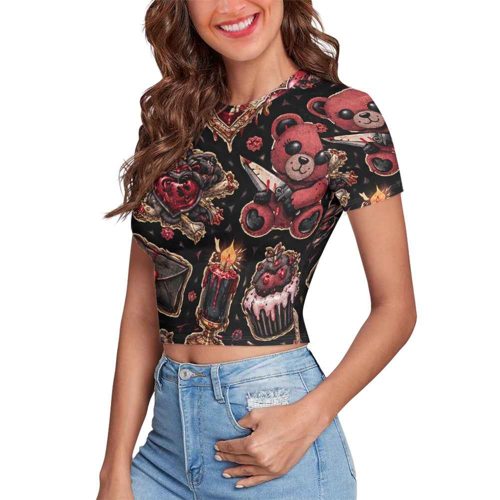 MUNSIEUR Tight cropped navel-baring T-shirt Valentine's Day Collection