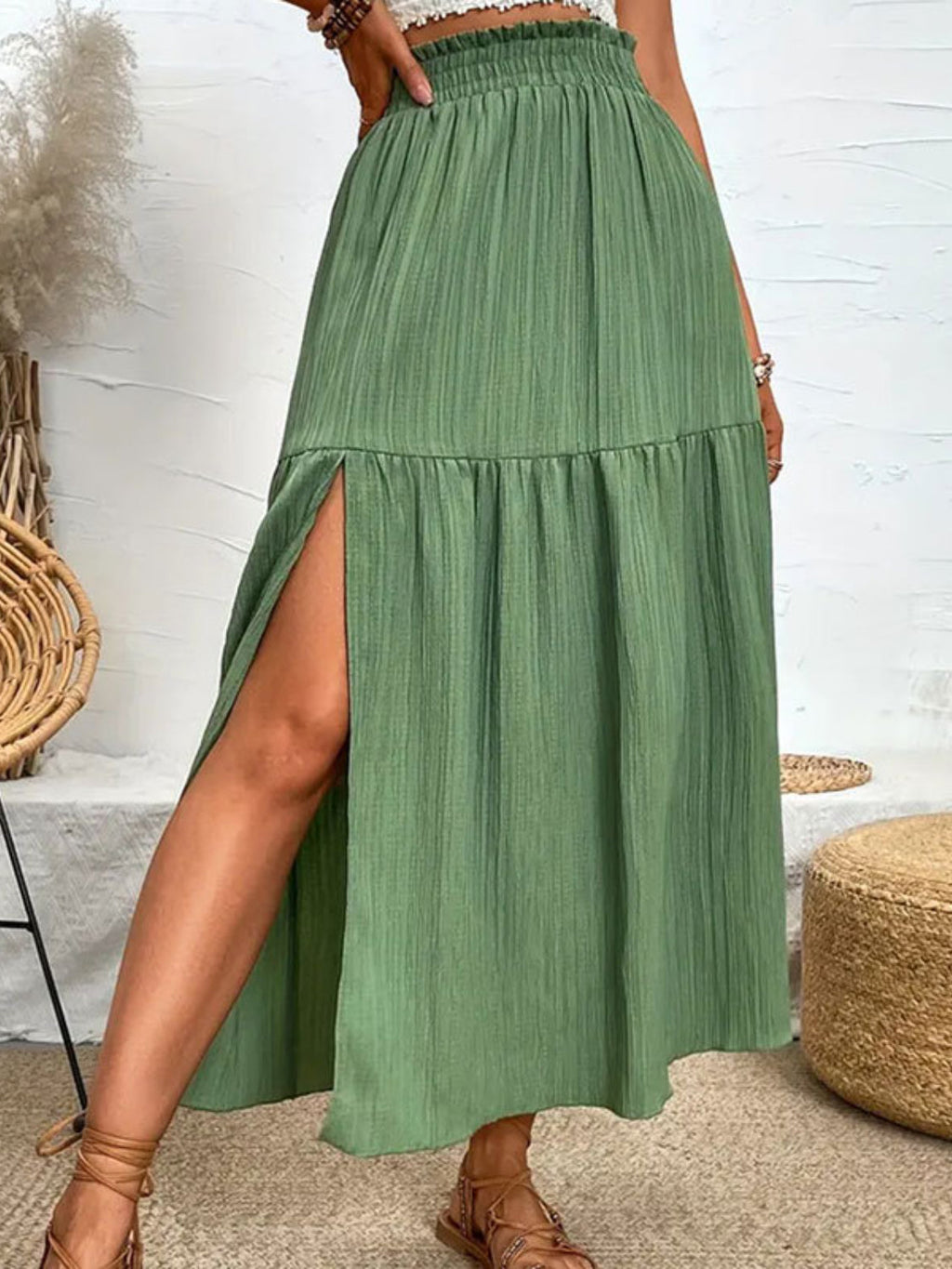 Women's Stylish Frill Slit Skirt