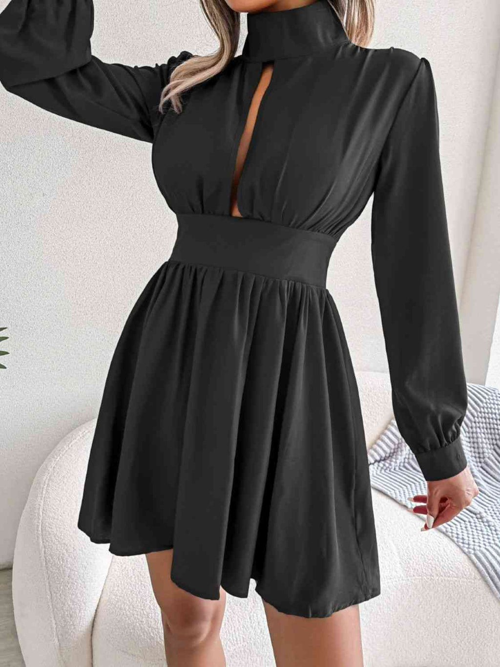 Cutout Turtle A-Line Mini Dress