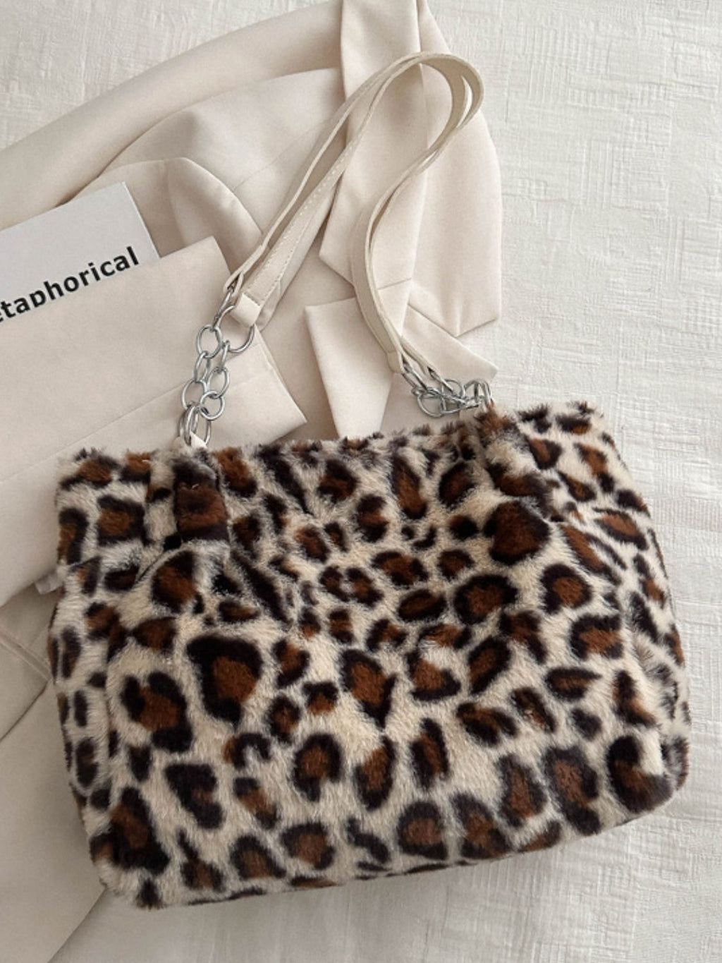 Leopard Faux Fur Shoulder Bag - Animal Print Handbag for Women