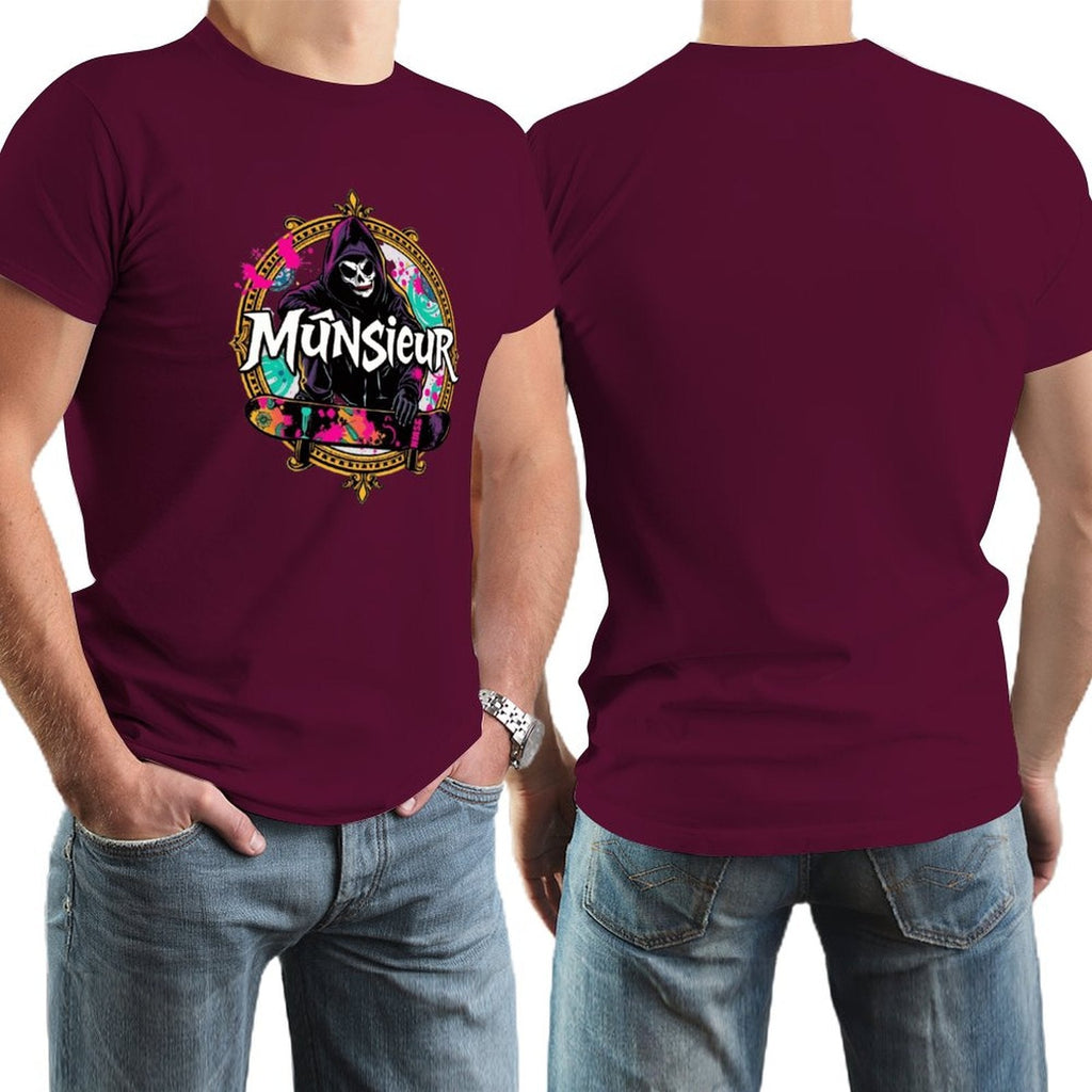 Munsieur New Skool Tee for Men – Skull Skateboard Graphic Tee