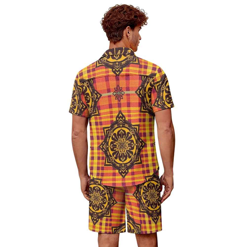 Men's Gothic Embroidered Shorts Set - Luxury Streetwear Two Piece Outfit