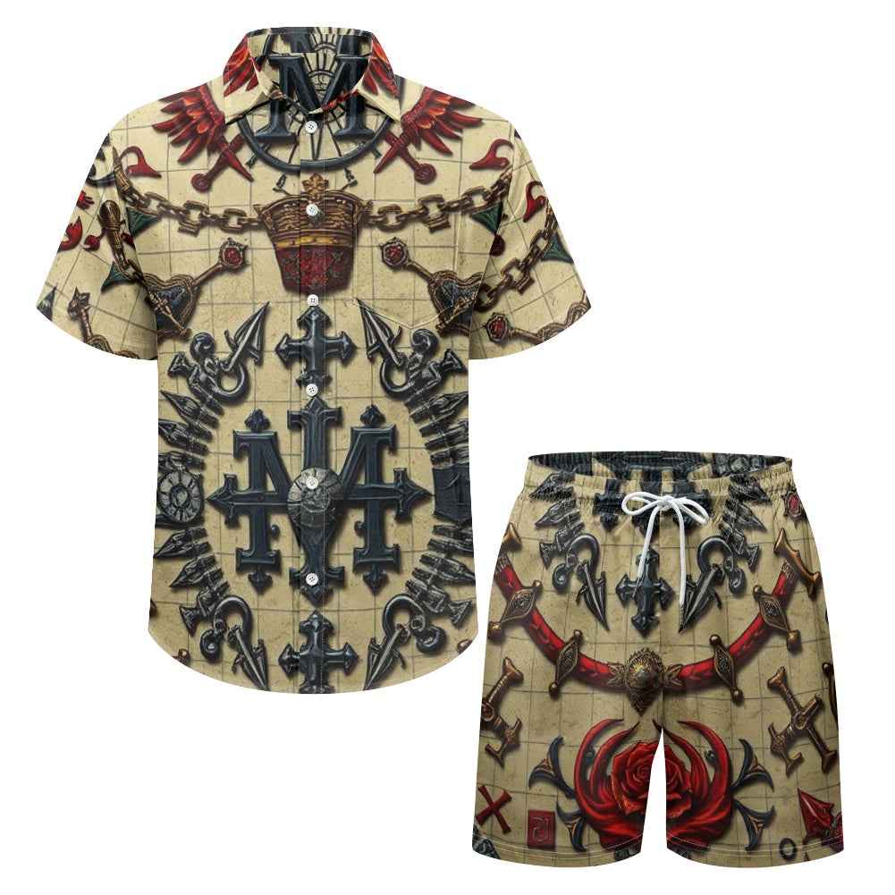 Men's Casual Set - Two Piece Shorts Outfit for Beach & Pool