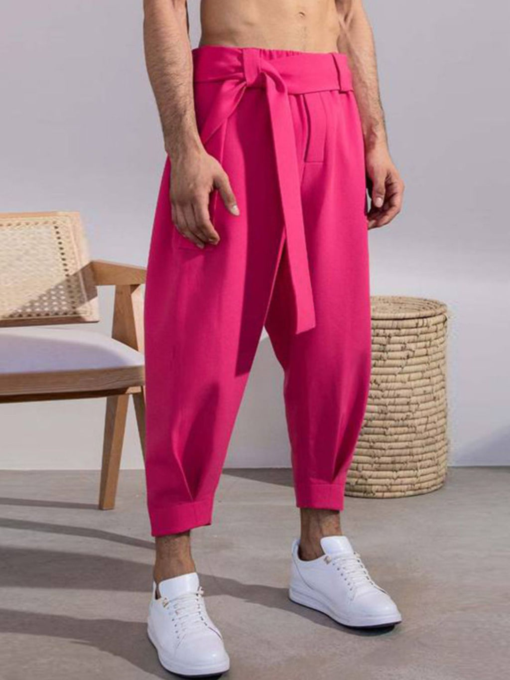 Men's Full Size Mid Rise Cropped Pants Plus Size