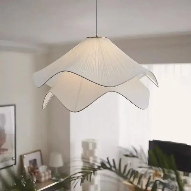 Fabric petal pendant light – dining room white paper lantern
