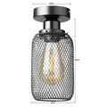 Farmhouse black metal cage ceiling light bedroom mesh design