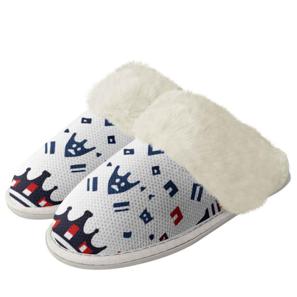 MUNSIEUR Cotton Slippers with Fur Edges