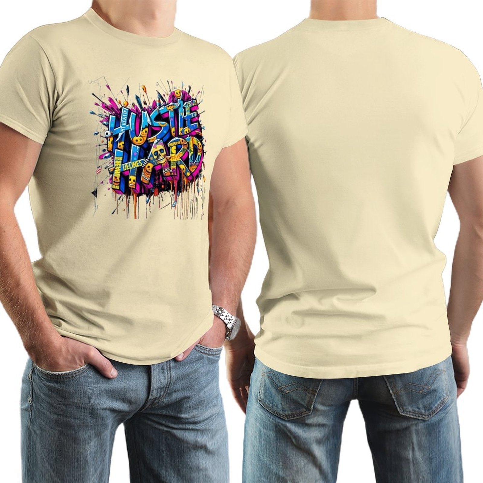 Men's Tee "Hustle Hard" Streetwear Design by Crown Co.👑