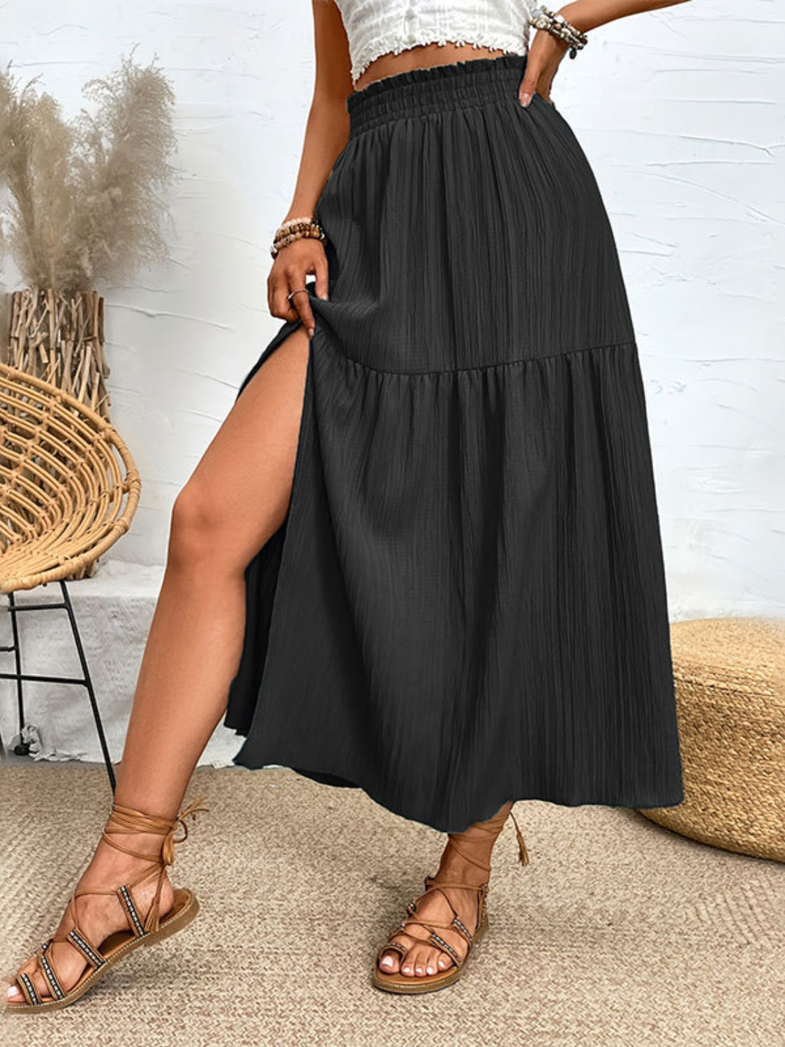 Women's Stylish Frill Slit Skirt