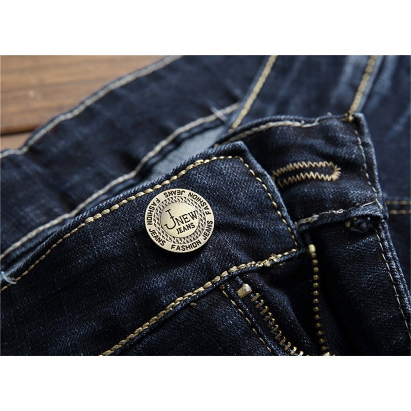 Blue With Holes Slim Fit Men's Pants