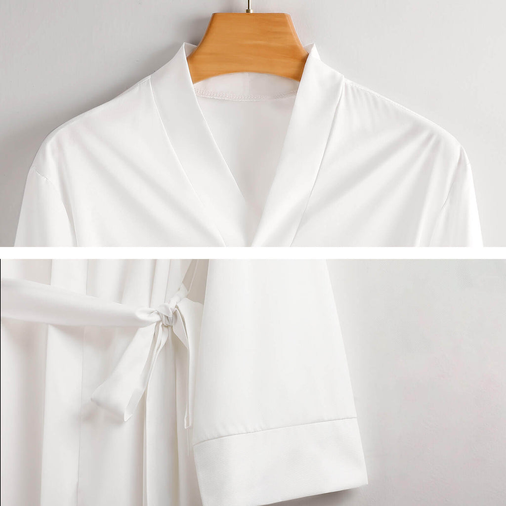 MUNSIEUR Satin Robe - Elegant Long Sleeve Loungewear for Women