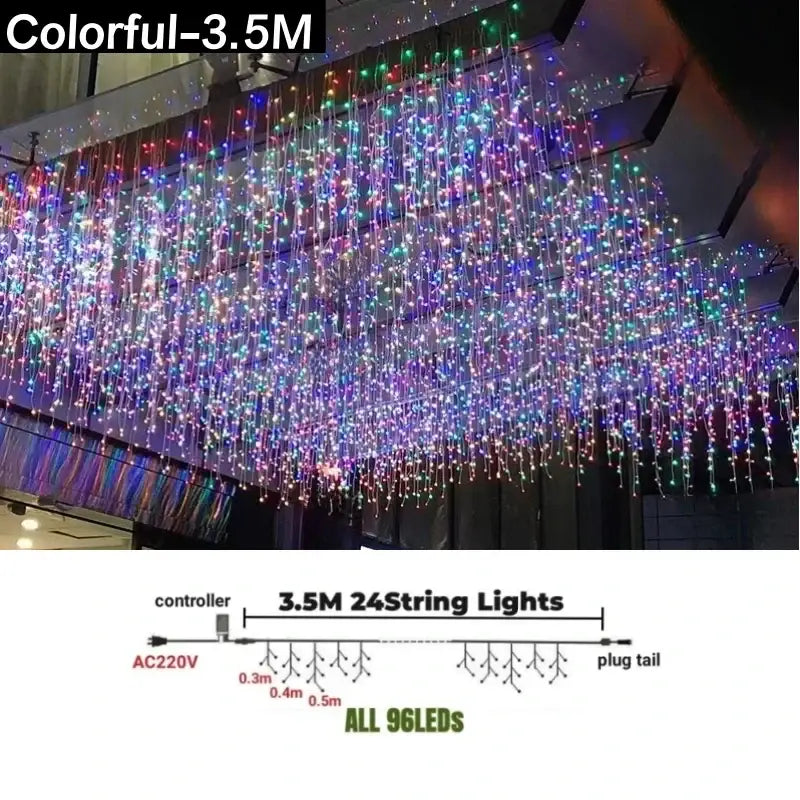 Festive golden led string lights outdoor garden decor
