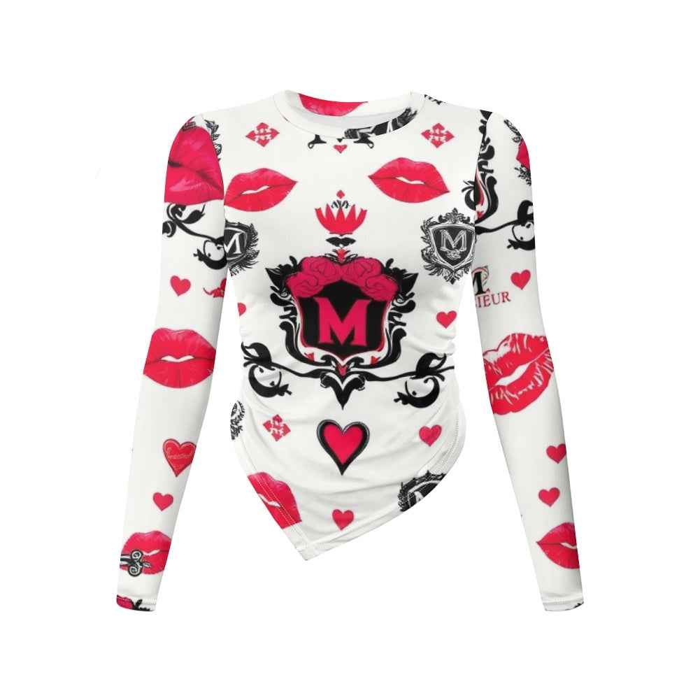 MUNSIEUR Long-Sleeved Irregular Slim Fit T-shirt Valentine's Day Collection New Arrivals