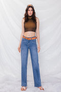 High Rise Wide Leg Straight Jeans