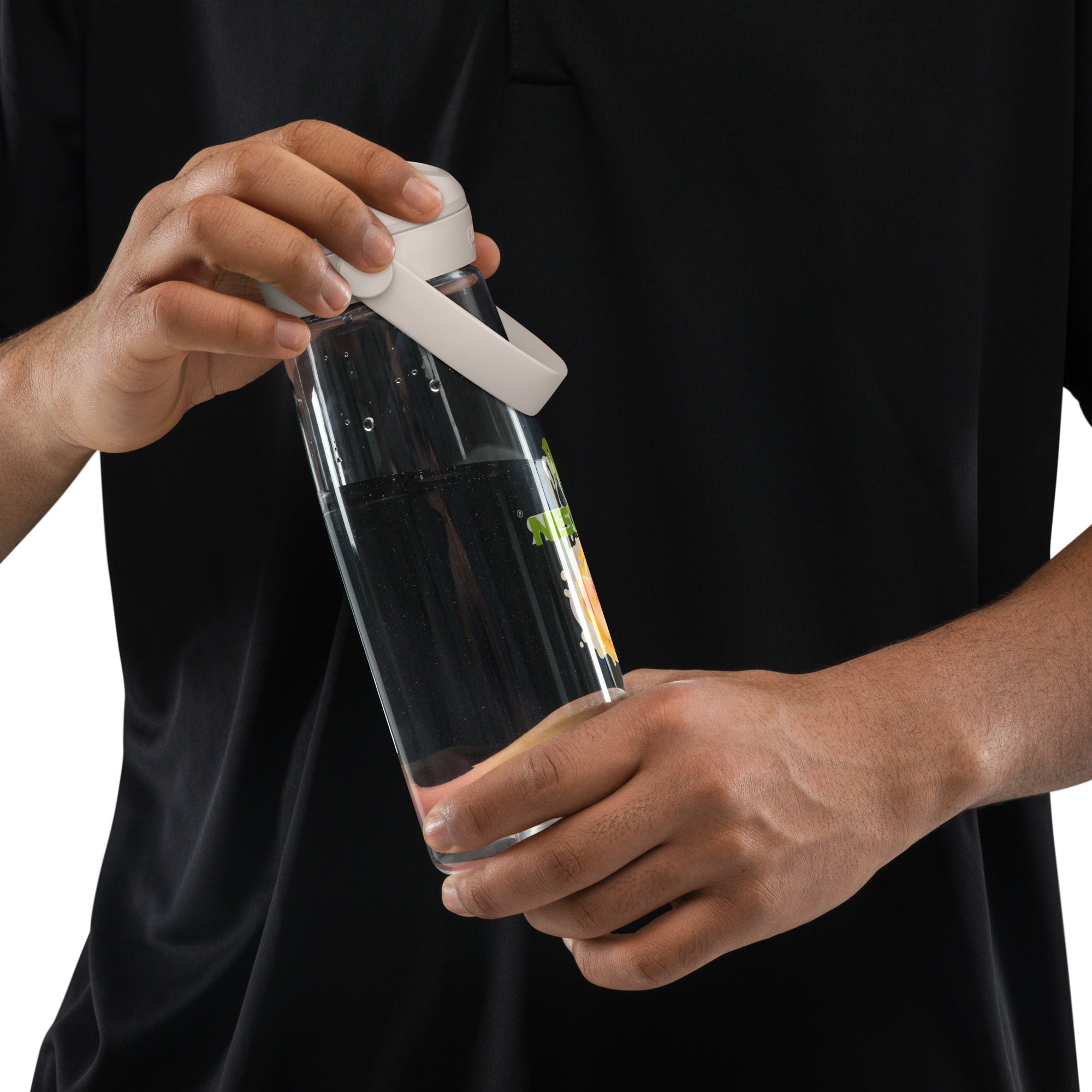 Flip straw water bottle