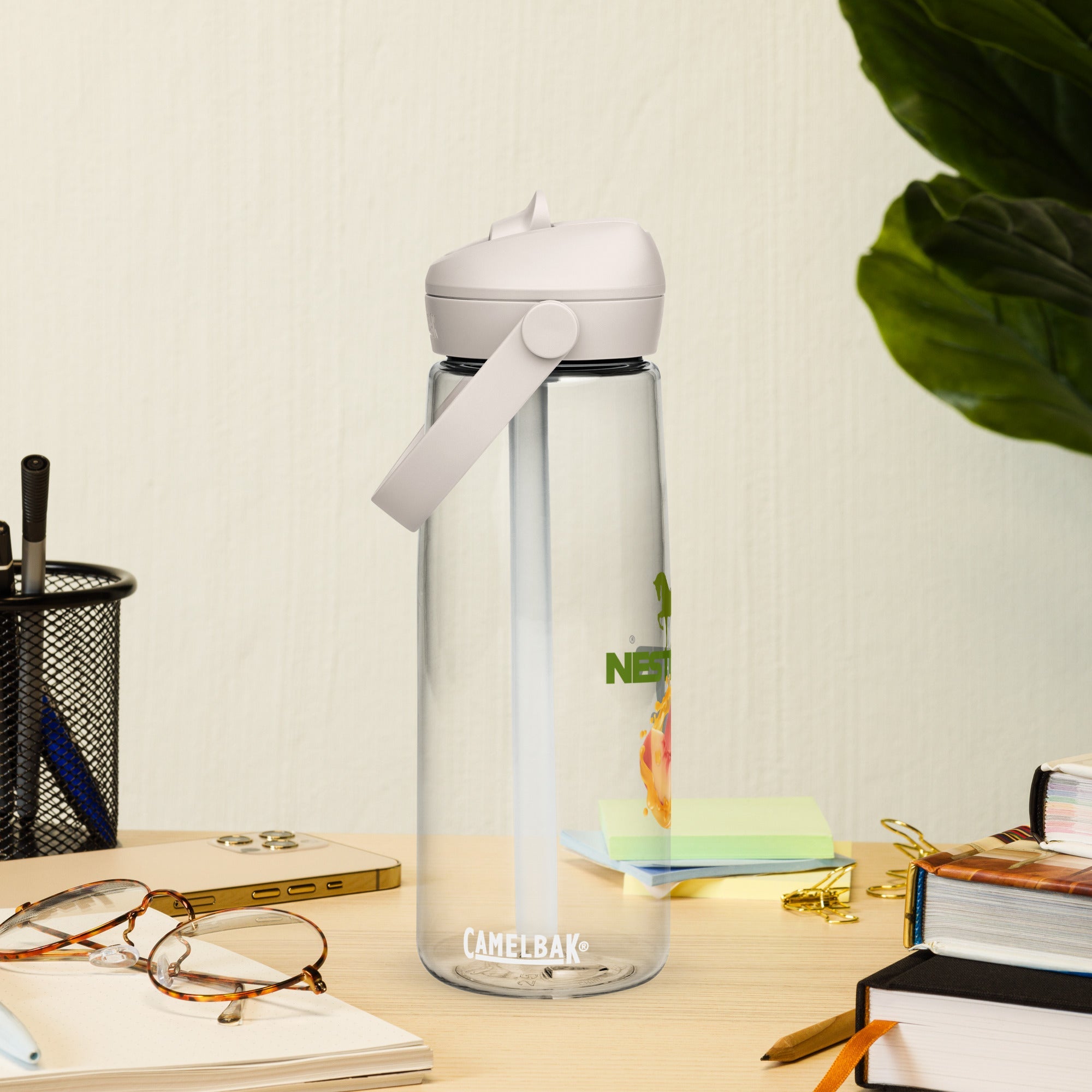 Flip straw water bottle