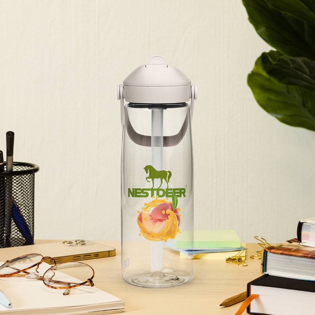 Flip straw water bottle