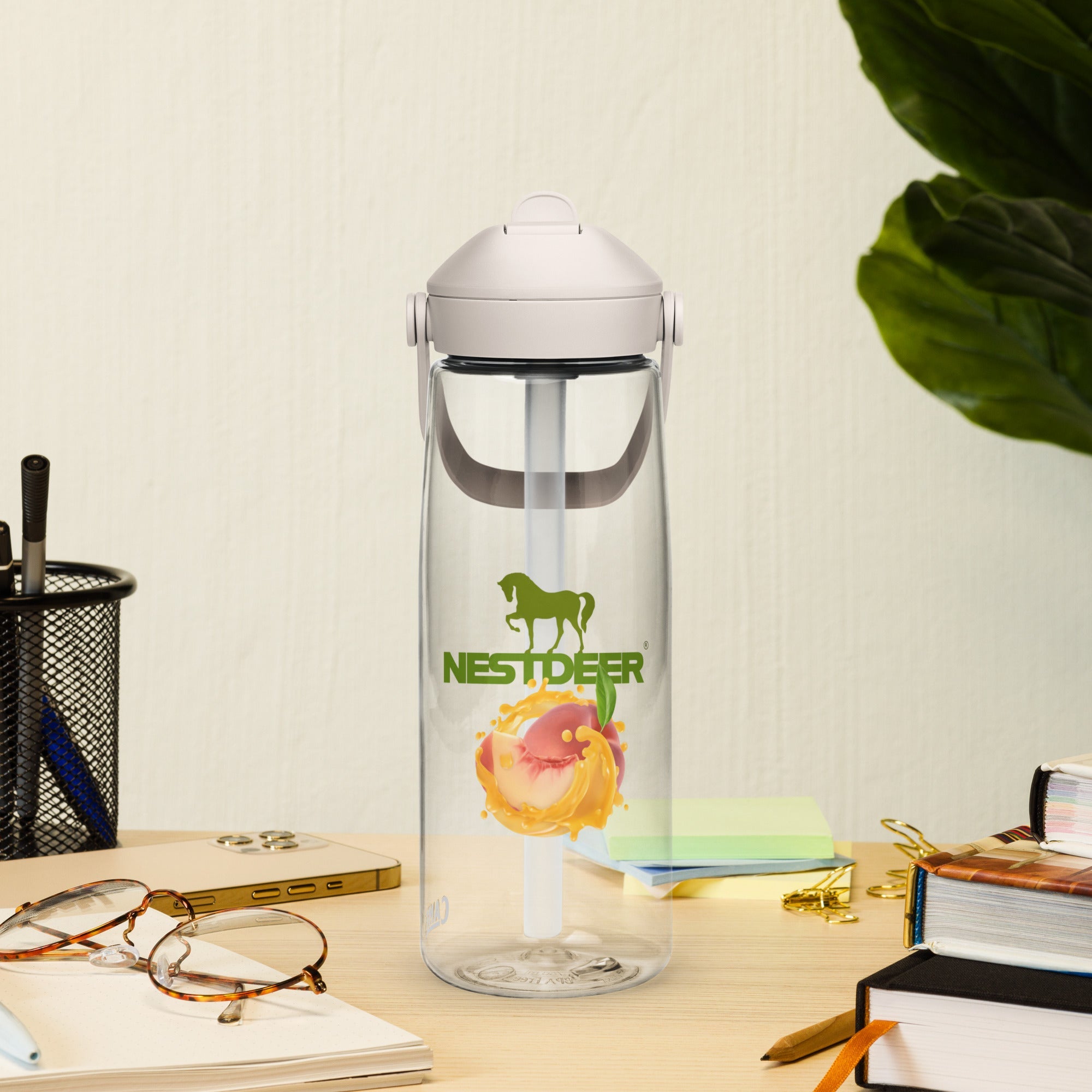 Flip straw water bottle