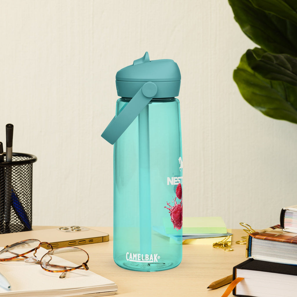 Flip straw water bottle