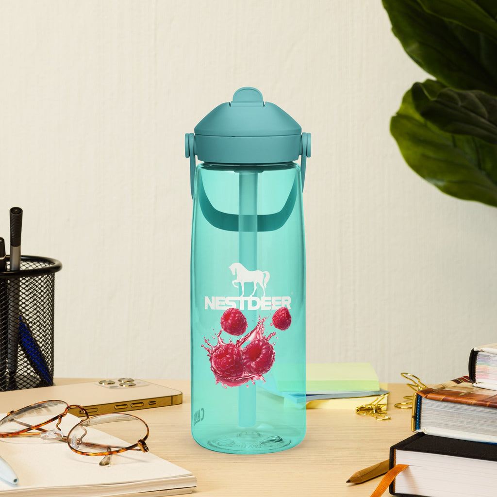 Flip straw water bottle