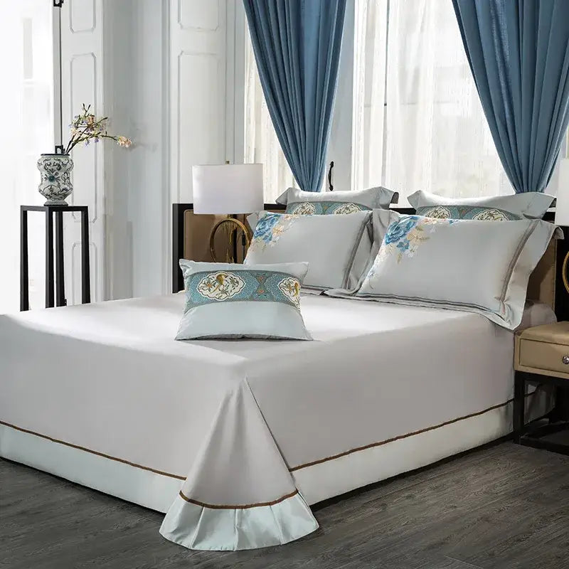 Floral 200s embroidered egyptian cotton bedding set bedroom