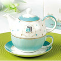 Floral blue & white bone china tea set dining room gold trimmed porcelain
