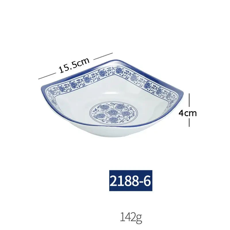 Floral blue & white imitation porcelain dinner set dining room