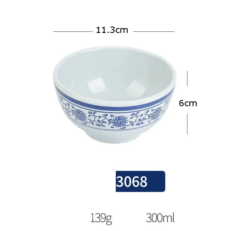 Floral blue & white imitation porcelain dinner set dining room