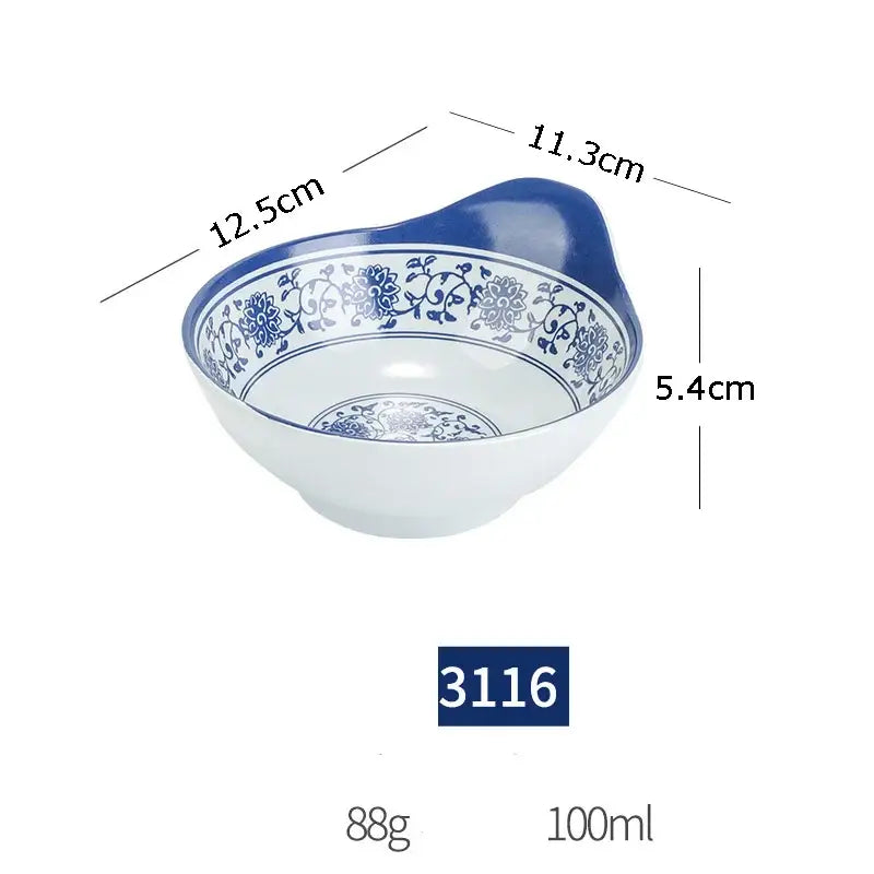 Floral blue & white imitation porcelain dinner set dining room