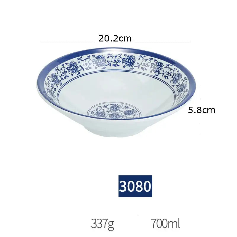 Floral blue & white imitation porcelain dinner set dining room