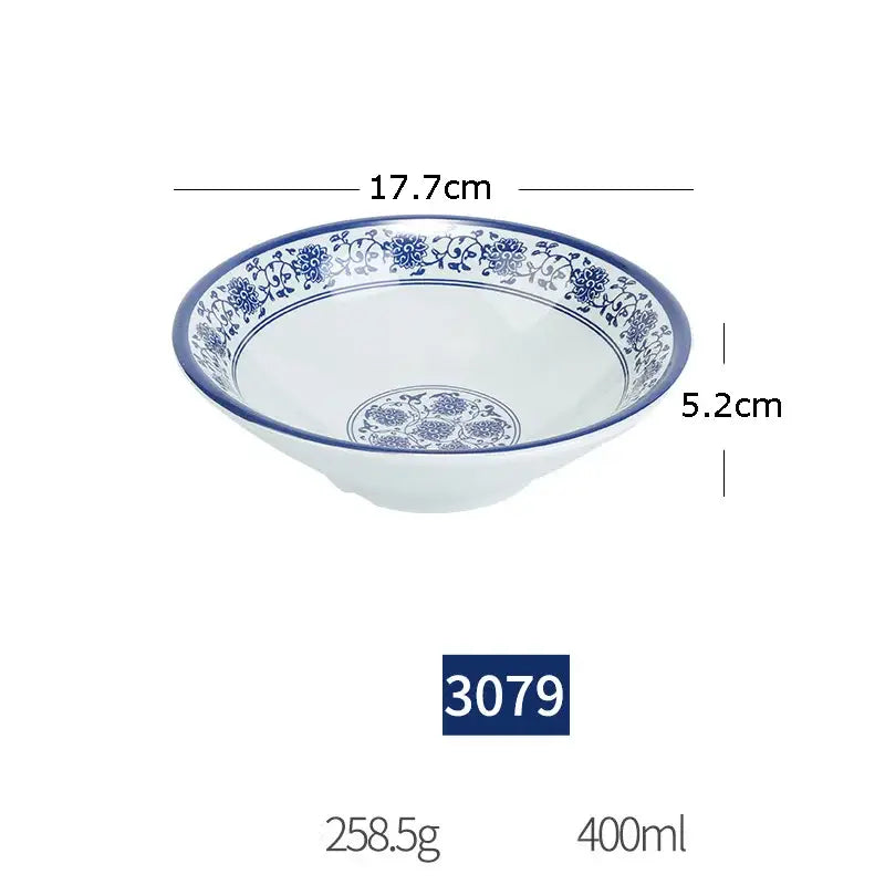 Floral blue & white imitation porcelain dinner set dining room